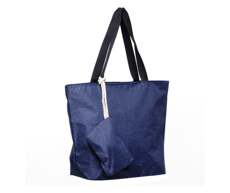 Geanta shopper multifunctionala medie din material textil panzat, bleumarin