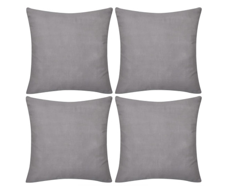 Калъфки за възглавници, 4 бр, памук, 40 x 40 см, сиви
