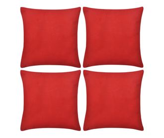 4 db pamut párnahuzat 80 x 80 cm piros