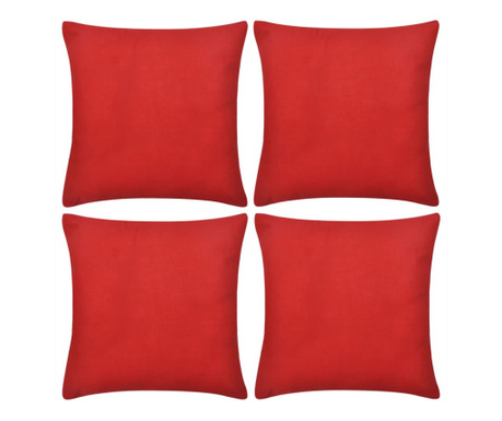 Калъфки за възглавници, 4 бр, памук, 80 x 80 см, червени