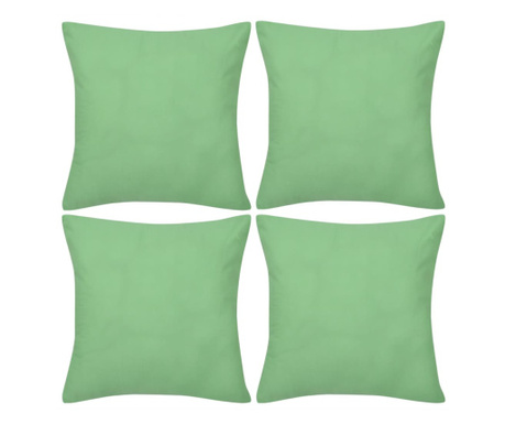 Калъфки за възглавници 4 бр, памук, 40 x 40 см, ябълково зелено