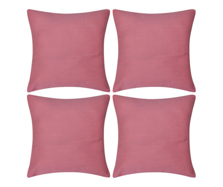 Калъфки за възглавници, 4 бр, памук, 80 x 80 см, розови