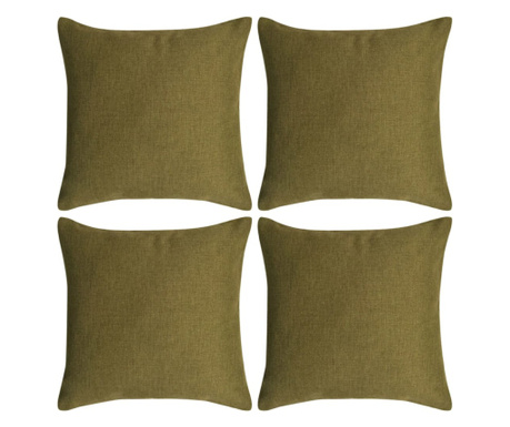 Калъфки за възглавници, 4 бр, ленен вид, зелени, 50x50 см