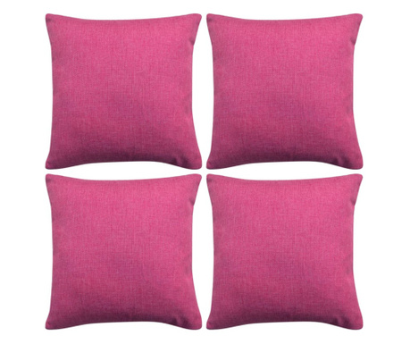 Калъфки за възглавници, 4 бр, ленен вид, розови, 80x80 см