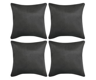 4 db 50x50 cm-es antracit poliészter szarvas műbőr párnahuzat
