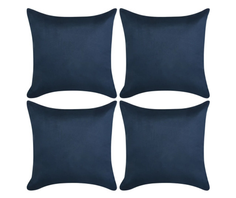 Калъфки за възглавници, 4бр, 50x50см, изкуствен велур, сини