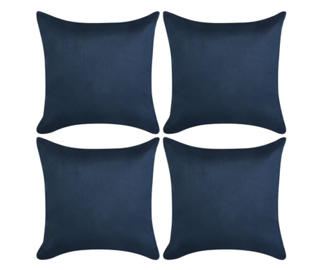 Калъфки за възглавници, 4бр, 80x80см, изкуствен велур, сини