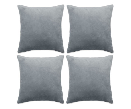 Калъфки за възглавници, 4 бр, велур, 50x50 см, сиви