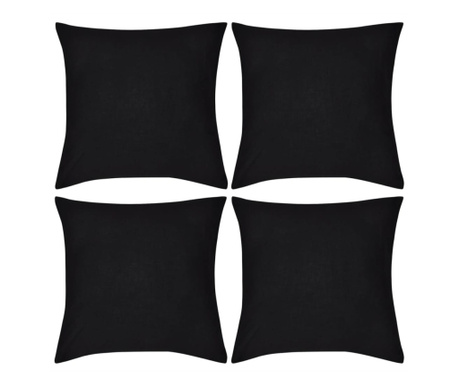 Калъфки за възглавници, 4 бр, памук, 50 x 50 см, черни