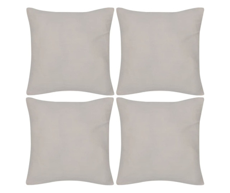 Калъфки за възглавници, 4 бр, памук, 40 x 40 см, бежови