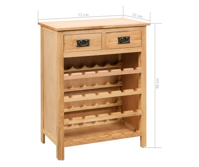 Dulap de vinuri, 72 x 32 x 90 cm, lemn masiv de stejar