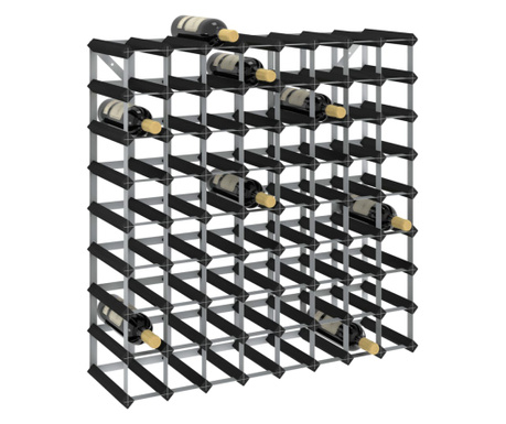 Suport de vinuri, 72 sticle, negru, lemn masiv de pin
