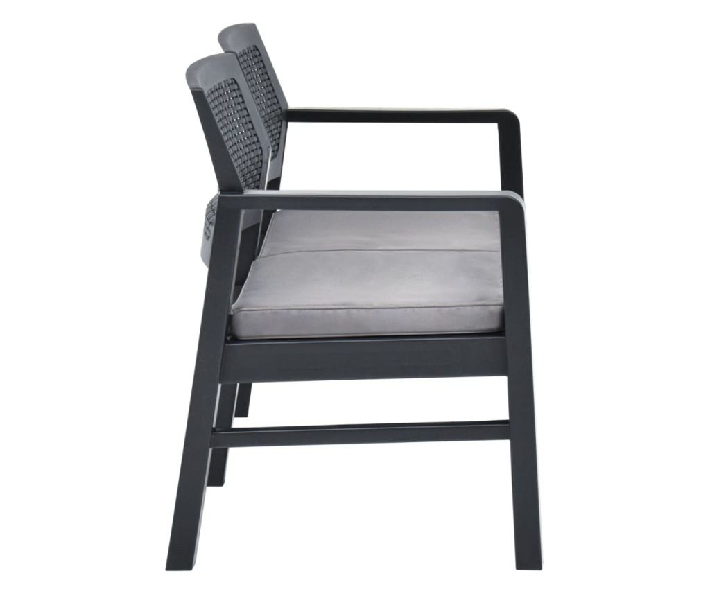 Vrtna klupa s 2 sjedala s jastucima, antracit, 120 cm, plastika - 3