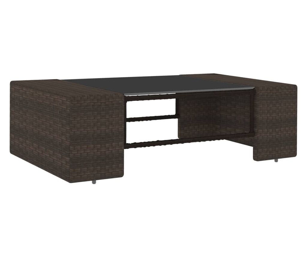 Градински комплект мебели, 7 части, кафяв, полиратан - 8