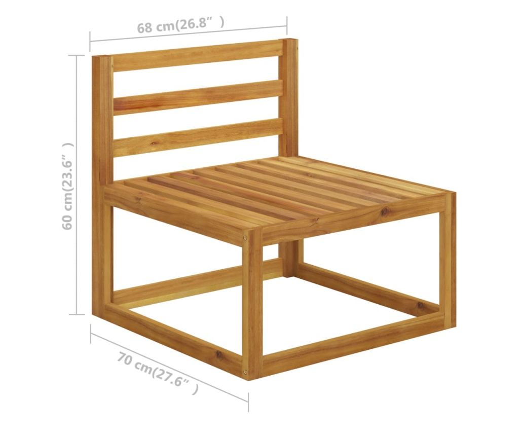 Градински комплект с кремави възглавници, 4 части, акация масив - 20