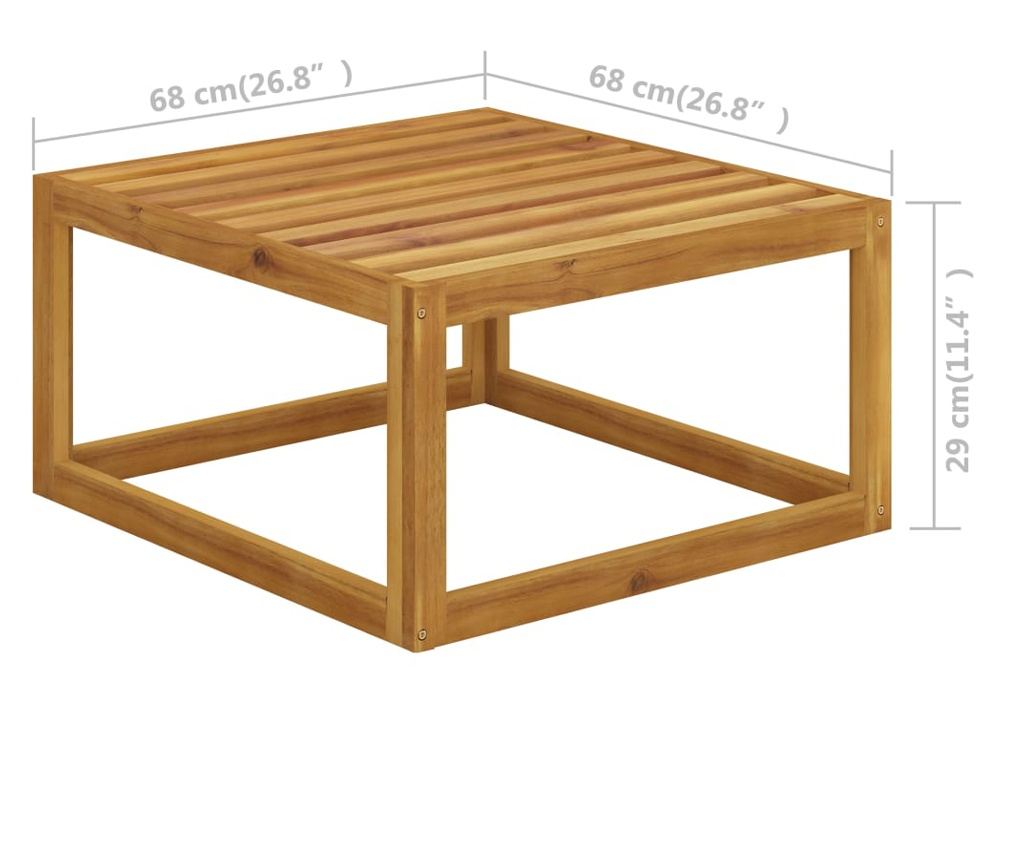 Градински комплект с кремави възглавници, 4 части, акация масив - 21