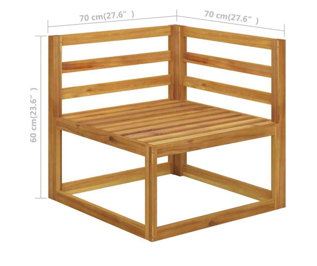 Градински комплект с кремави възглавници, 4 части, акация масив - 19