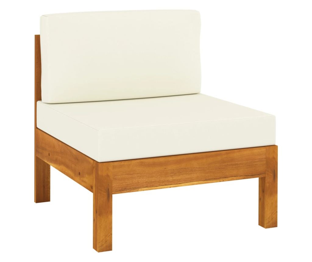 Градински комплект мебели, сметана бяло, 10 части, масивно акациево дърво - 6