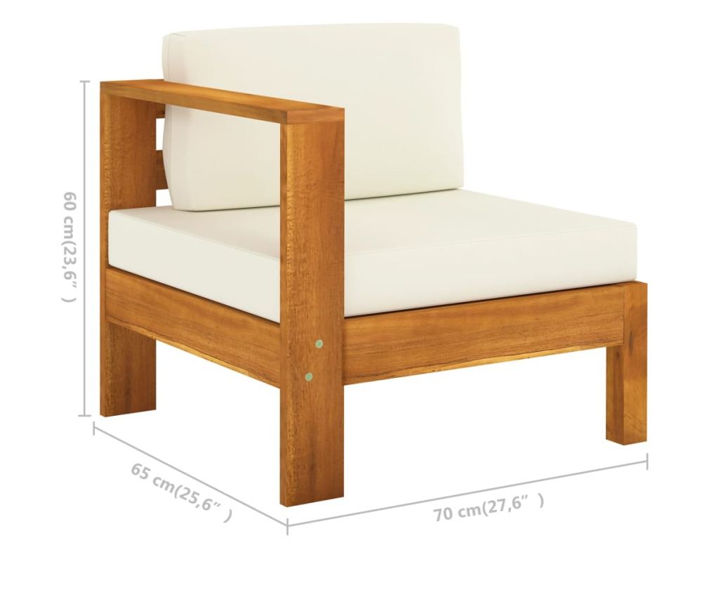 Градински комплект мебели, сметана бяло, 10 части, масивно акациево дърво - 8