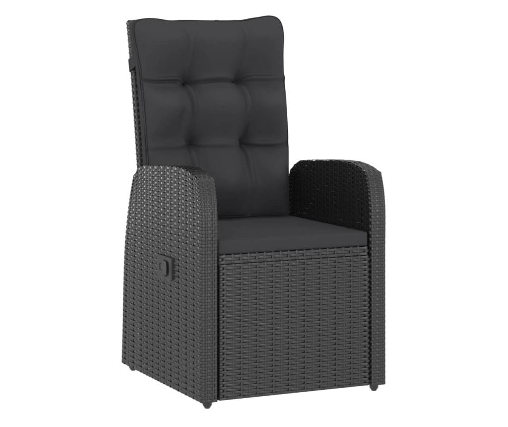 Комплект градински мебели с възглавници, 11 части, Черен, Поли ратан - 3