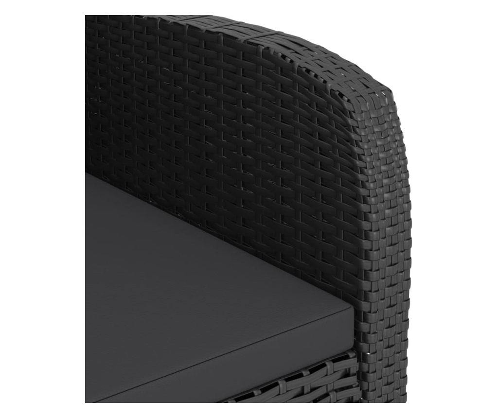 Комплект градински мебели с възглавници, 11 части, Черен, Поли ратан - 7