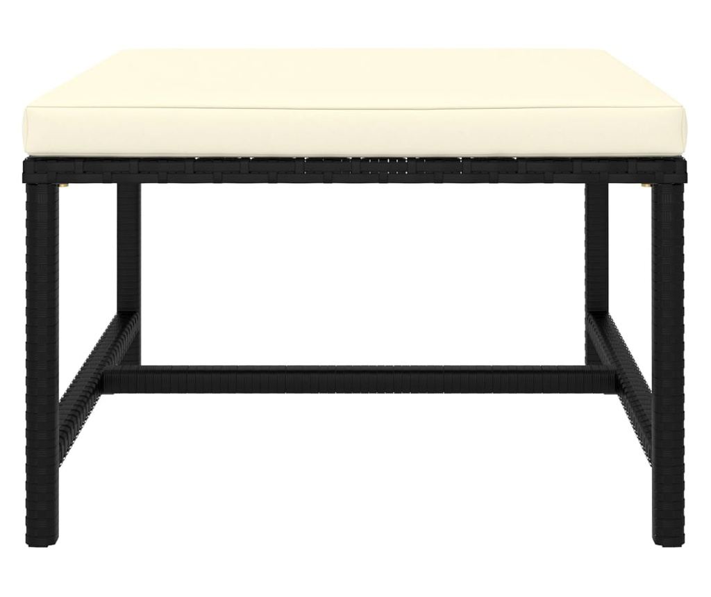 Градински комплект с възглавници, 10 части, Черен, Поли ратан - 9