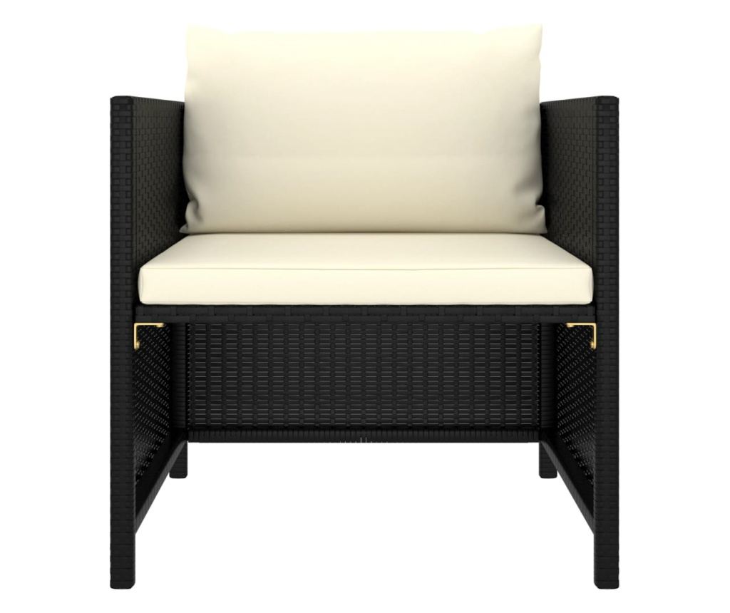 8-dijelni set vrtnog namještaja od ratana s jastucima, crni - 7