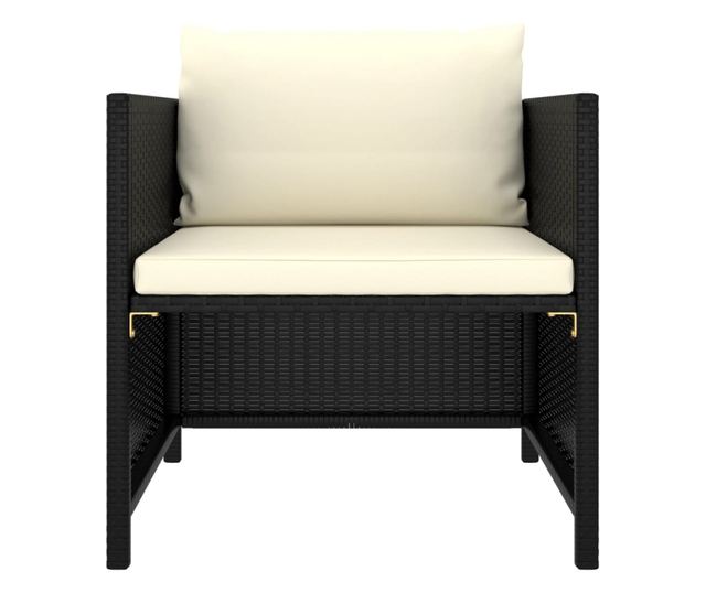 8-частичен комплект градински мебели от ратан с възглавници, черен