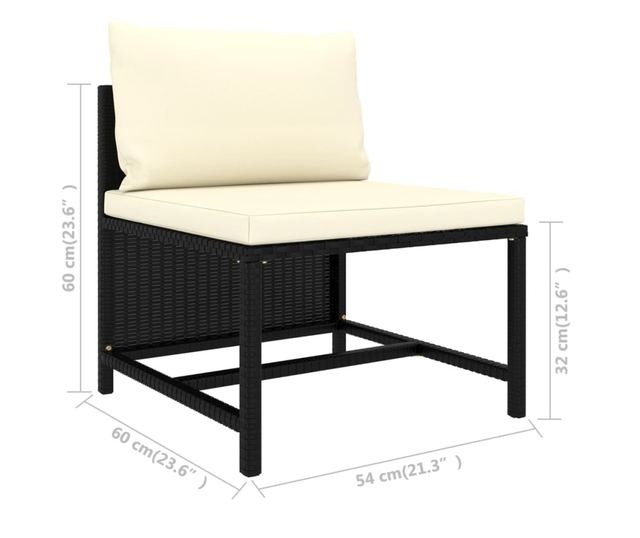 Vrtni namještaj s jastucima, 12 dijelova, crna, poliratan