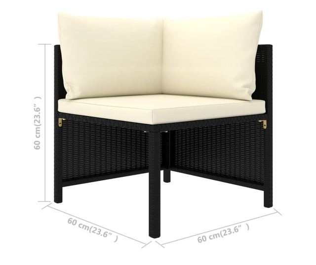 Vrtni namještaj s jastucima, 12 dijelova, crna, poliratan