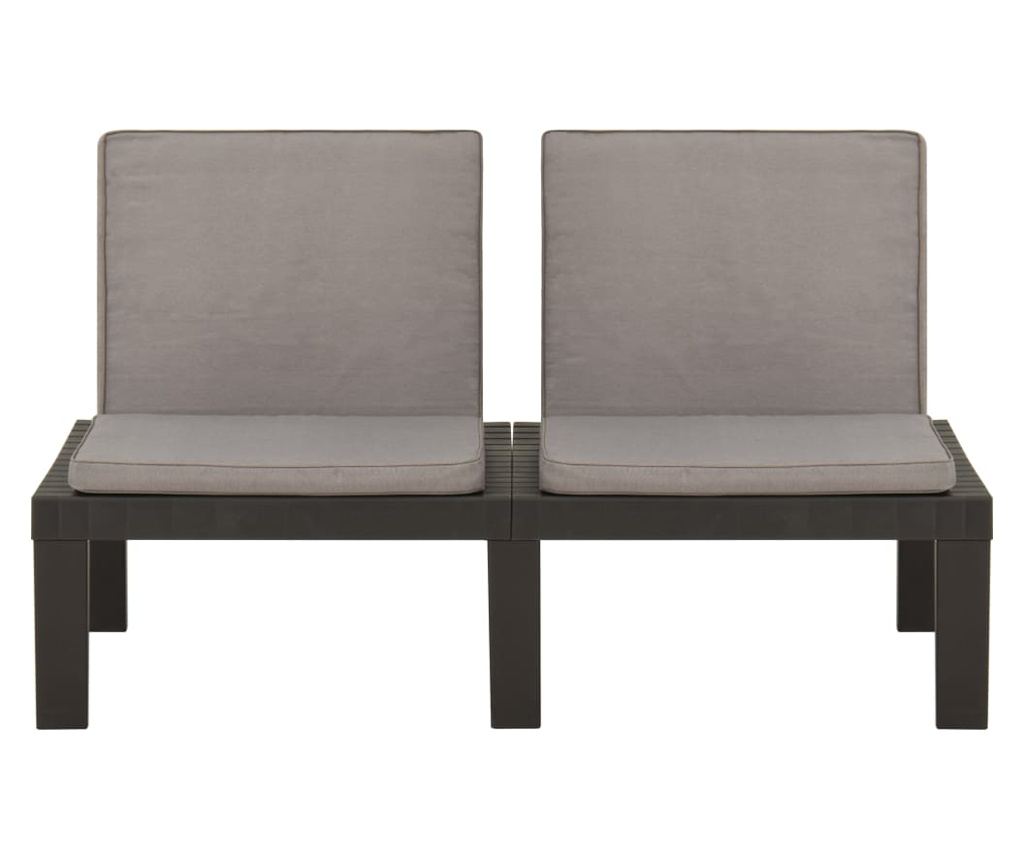 Set vrtnega pohištva s blazinami, 2 kosa, siva, plastika - 6