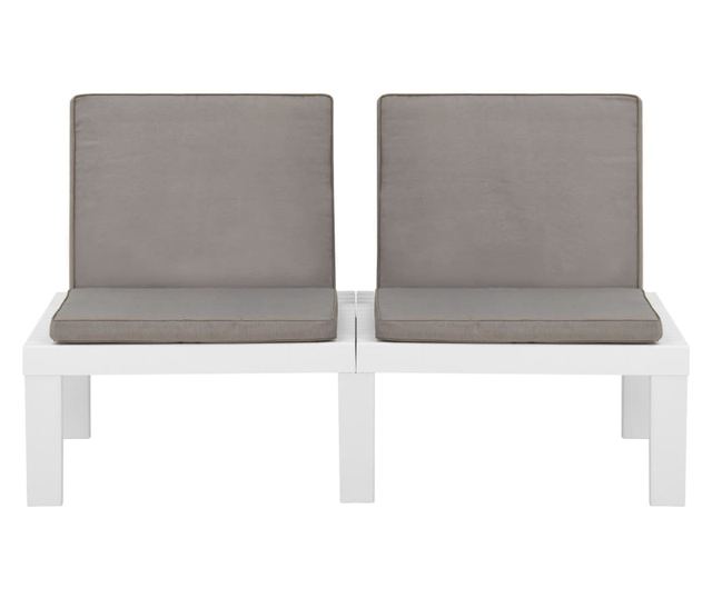 Vrtna klupa s jastucima plastična bijela