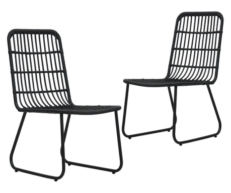 Градински столове, 2 бр, полиратан, черни