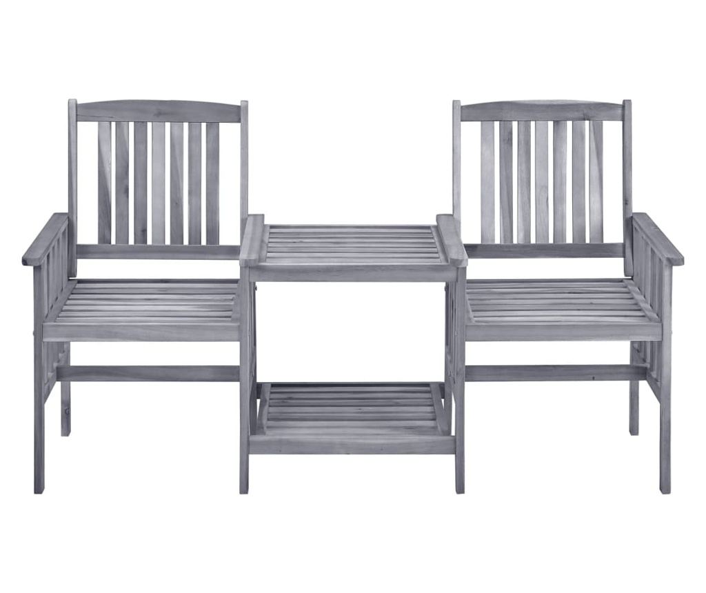 Градински столове с масичка за чай и възглавници, масивна акациева дървесина - 4