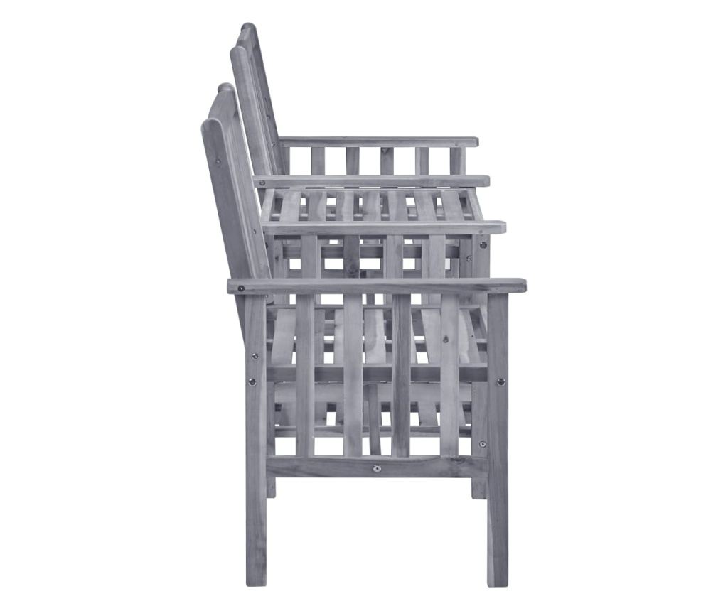 Градински столове с масичка за чай и възглавници, масивна акациева дървесина - 5