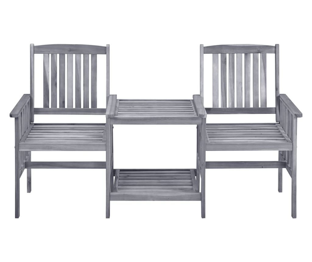 Градински столове с масичка за чай и възглавници, масивна акациева дървесина - 4