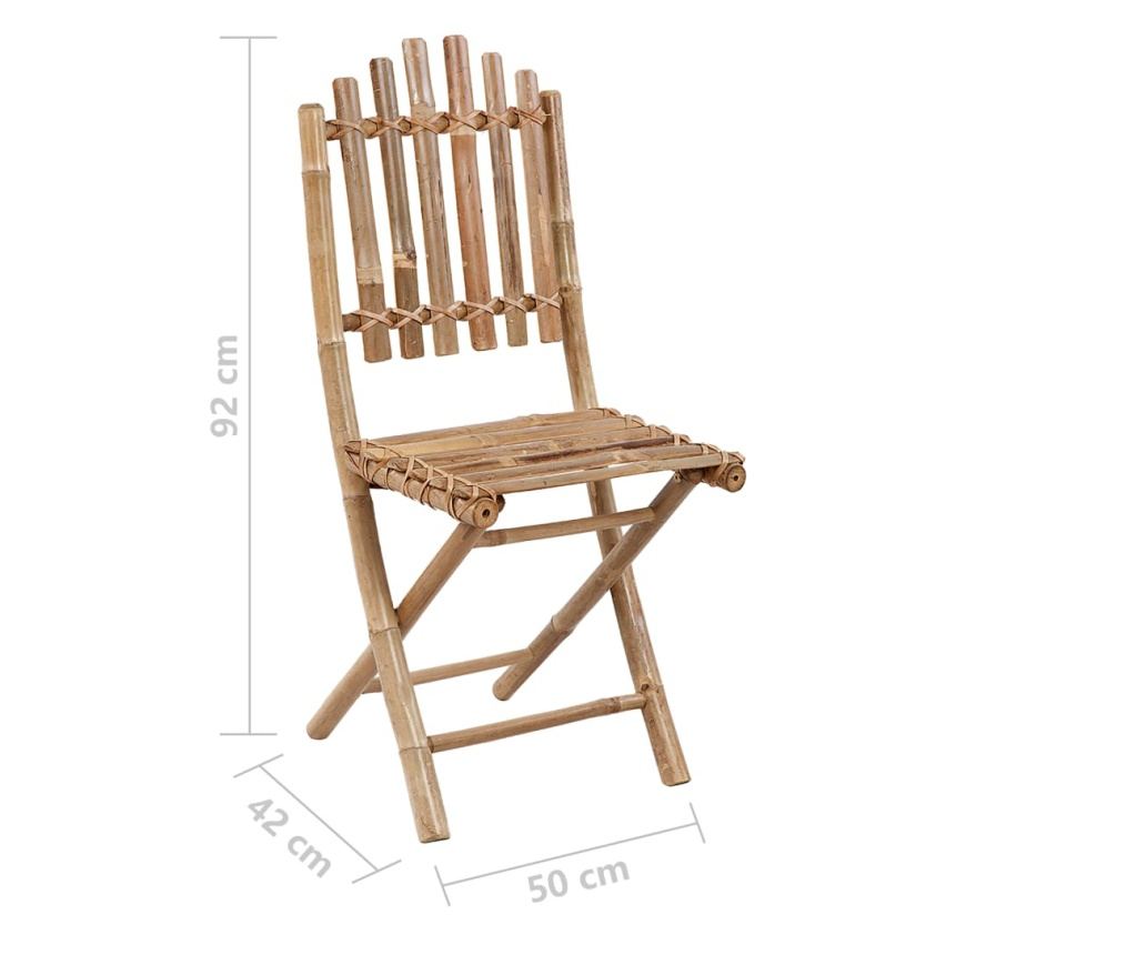 Сгъваем комплект градински мебели с възглавници, 5 части, бамбук - 10