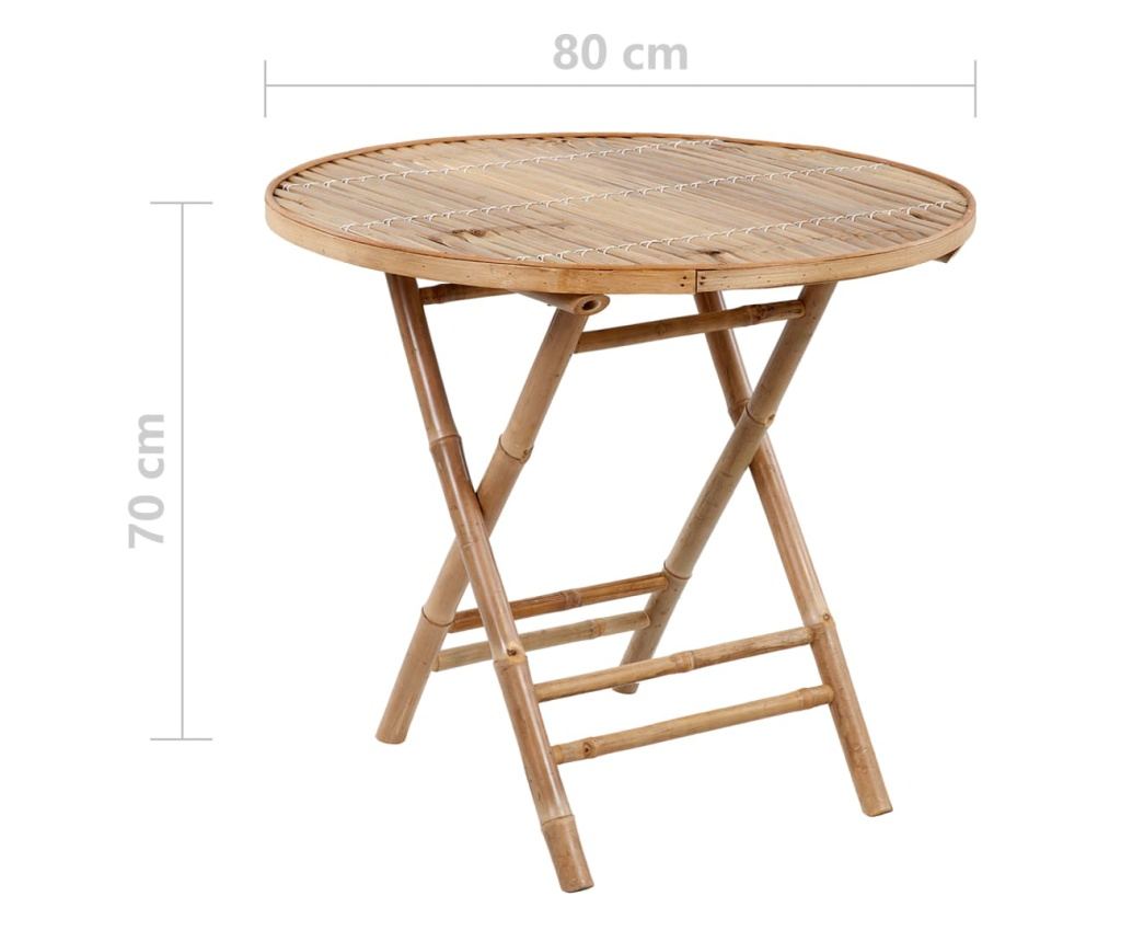 Сгъваем комплект градински мебели с възглавници, 5 части, бамбук - 12