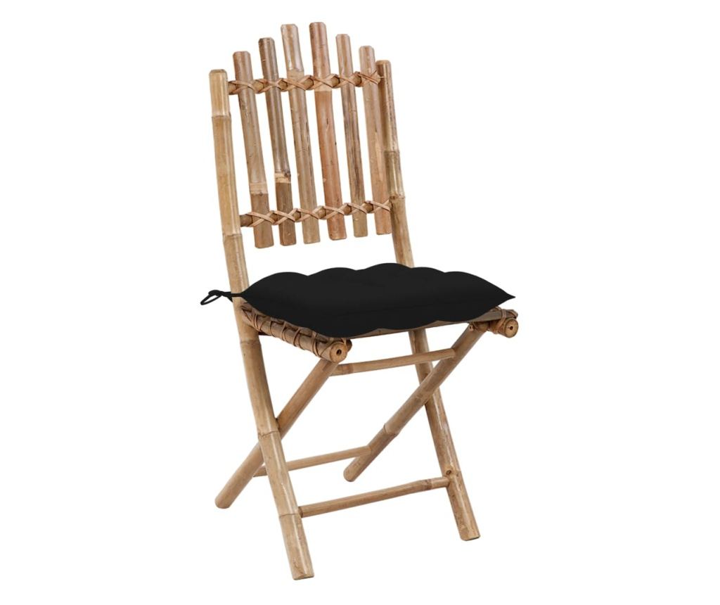 Сгъваем комплект градински мебели с възглавници, 5 части, бамбук - 5