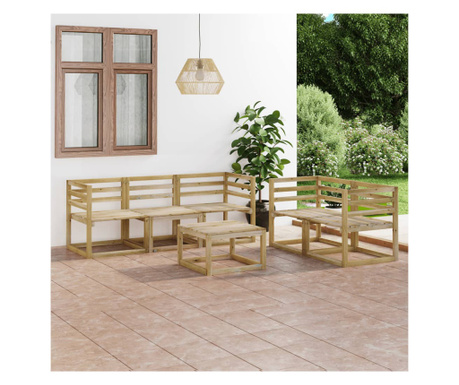 Set mobilier de grădină, 6 piese, lemn de pin tratat verde
