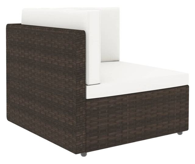 Vrtni namještaj s jastucima, 12 dijelova, smeđi, poliratan