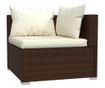 Градински лаундж комплект с възглавници 5 части кафяв полиратан thumbnail 4