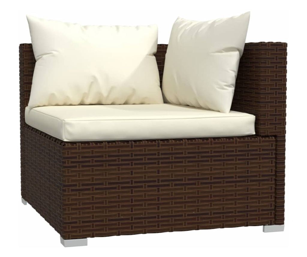 Градински лаундж комплект с възглавници 5 части кафяв полиратан - 4