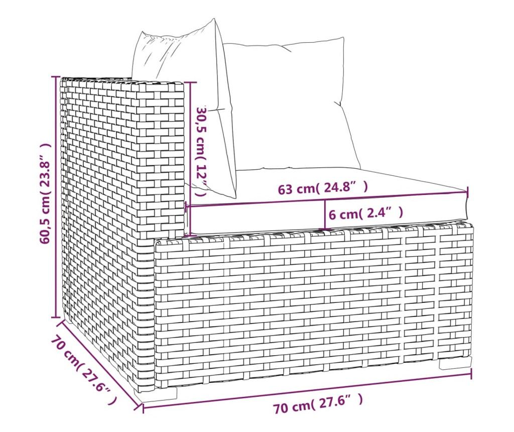 Градински лаундж комплект с възглавници 5 части кафяв полиратан - 6