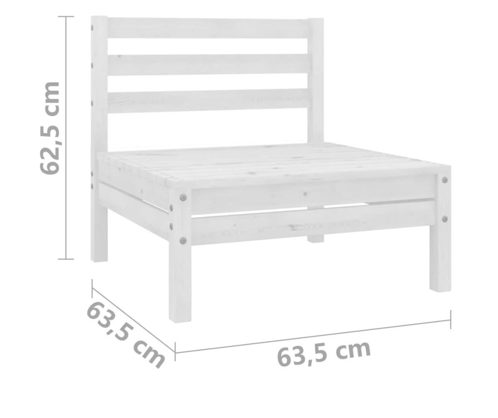 Комплект градински мебели, 3 части, бял, масивна борова дървесина - 11