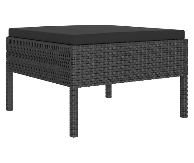 Vrtni namještaj s jastucima, 11 dijelova, crna, poliratan