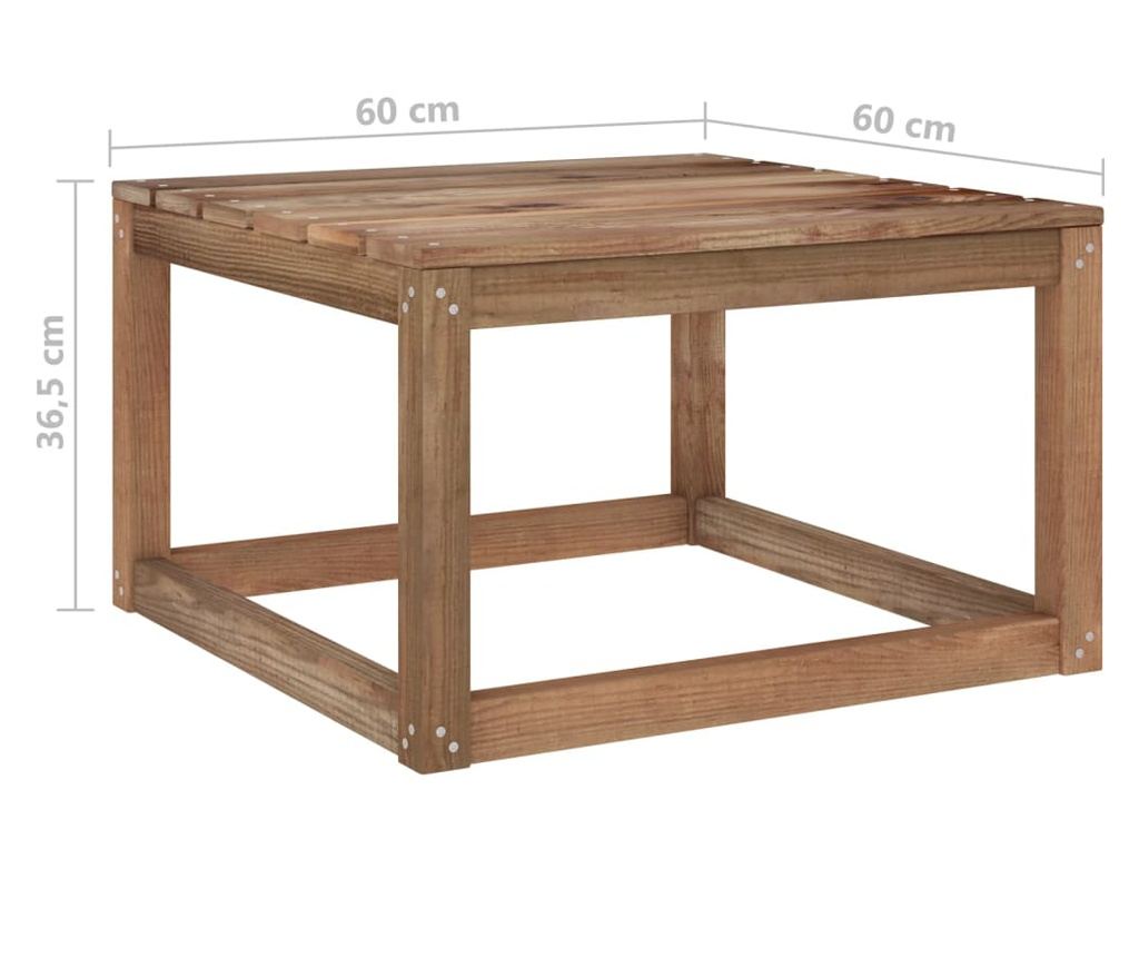 Set vrtnega pohištva, 7 kosov, rjava, obdelan bor - 11