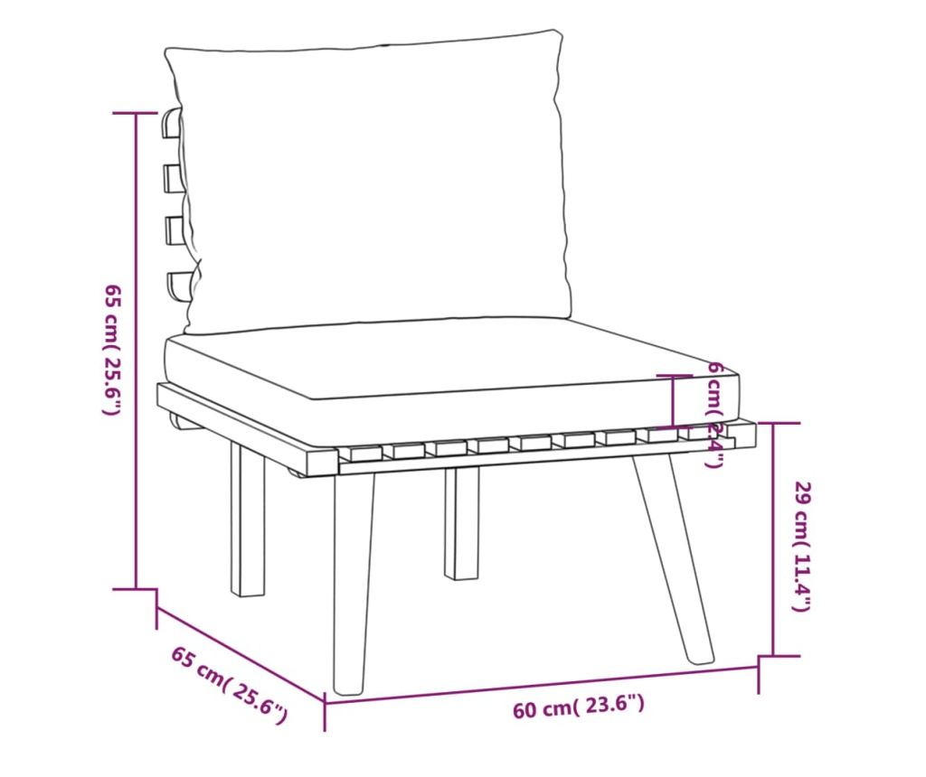 Градински лаундж комплект с възглавници, 8 части, акация масив - 9