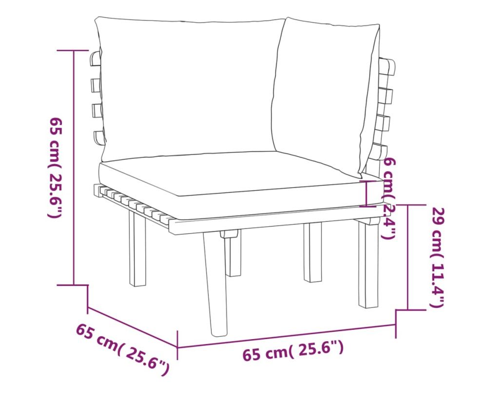 Градински лаундж комплект с възглавници, 9 части, акация масив - 10