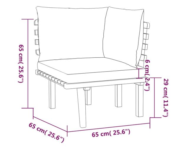 Vrtni set namještaja s jastucima, 6 dijelova, masivno drvo akacije